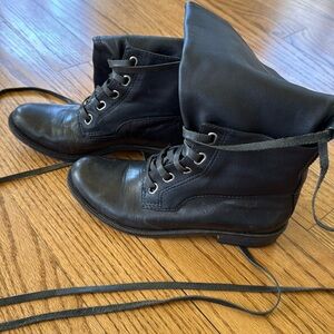 Black leather booties